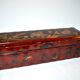 Antique glove box in Red China Lacquer decorated with golden birds