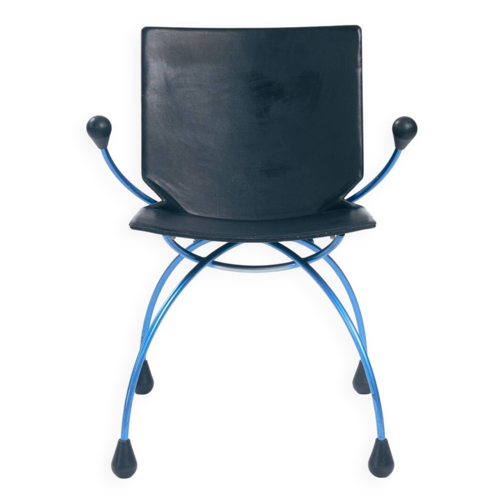 Postmodern metal leather chair by Boonzaaijer Mazairac, 1980s, Netherlands