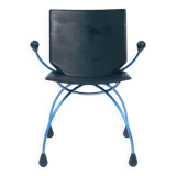 Postmodern metal leather chair by Boonzaaijer Mazairac, 1980s, Netherlands