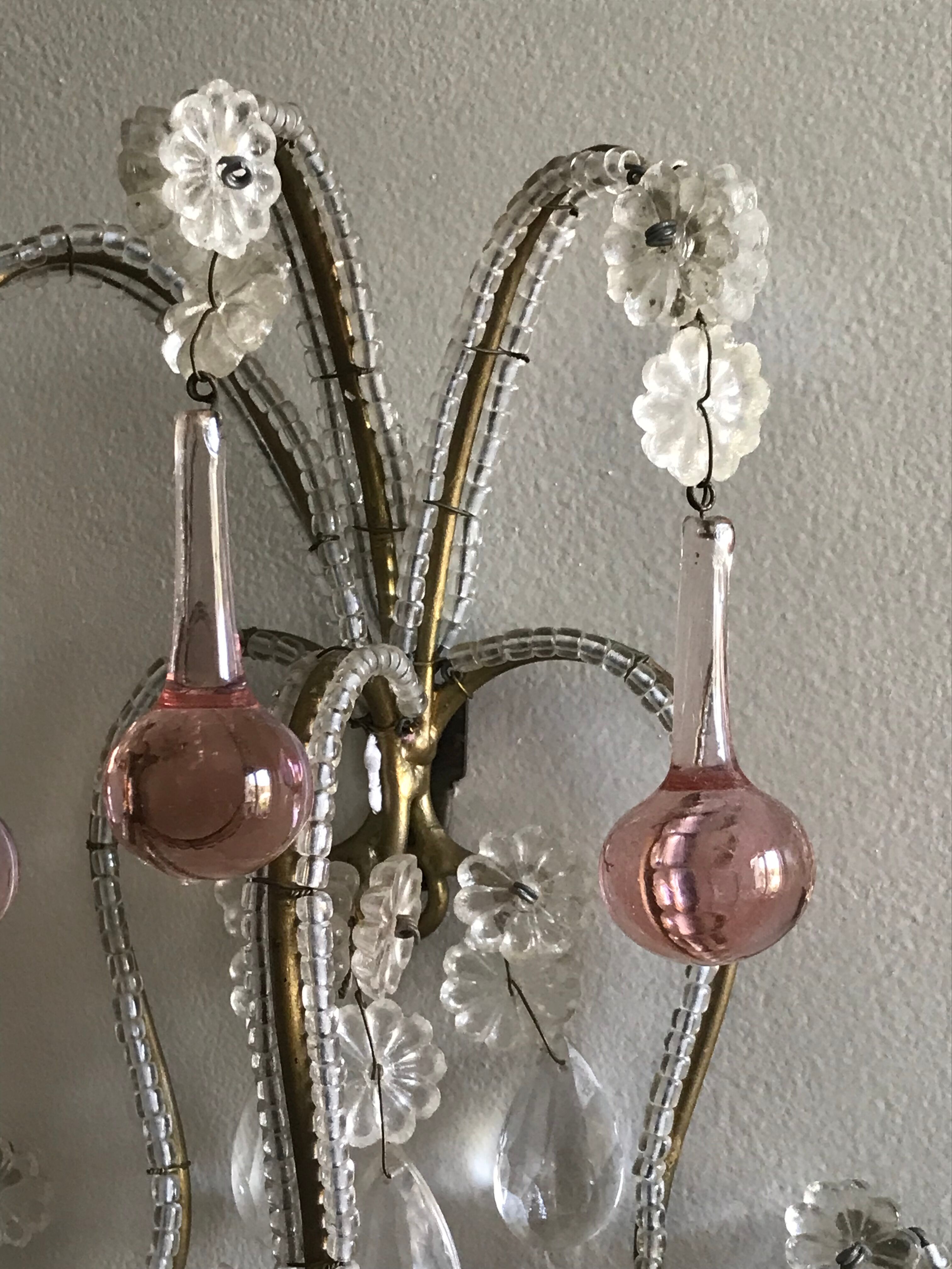 Pairs of Murano crystal wall lamps 1940