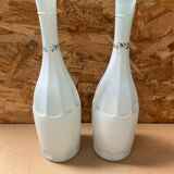 Pair of old glass bottles decor moustiers 18th century vintage kitchen