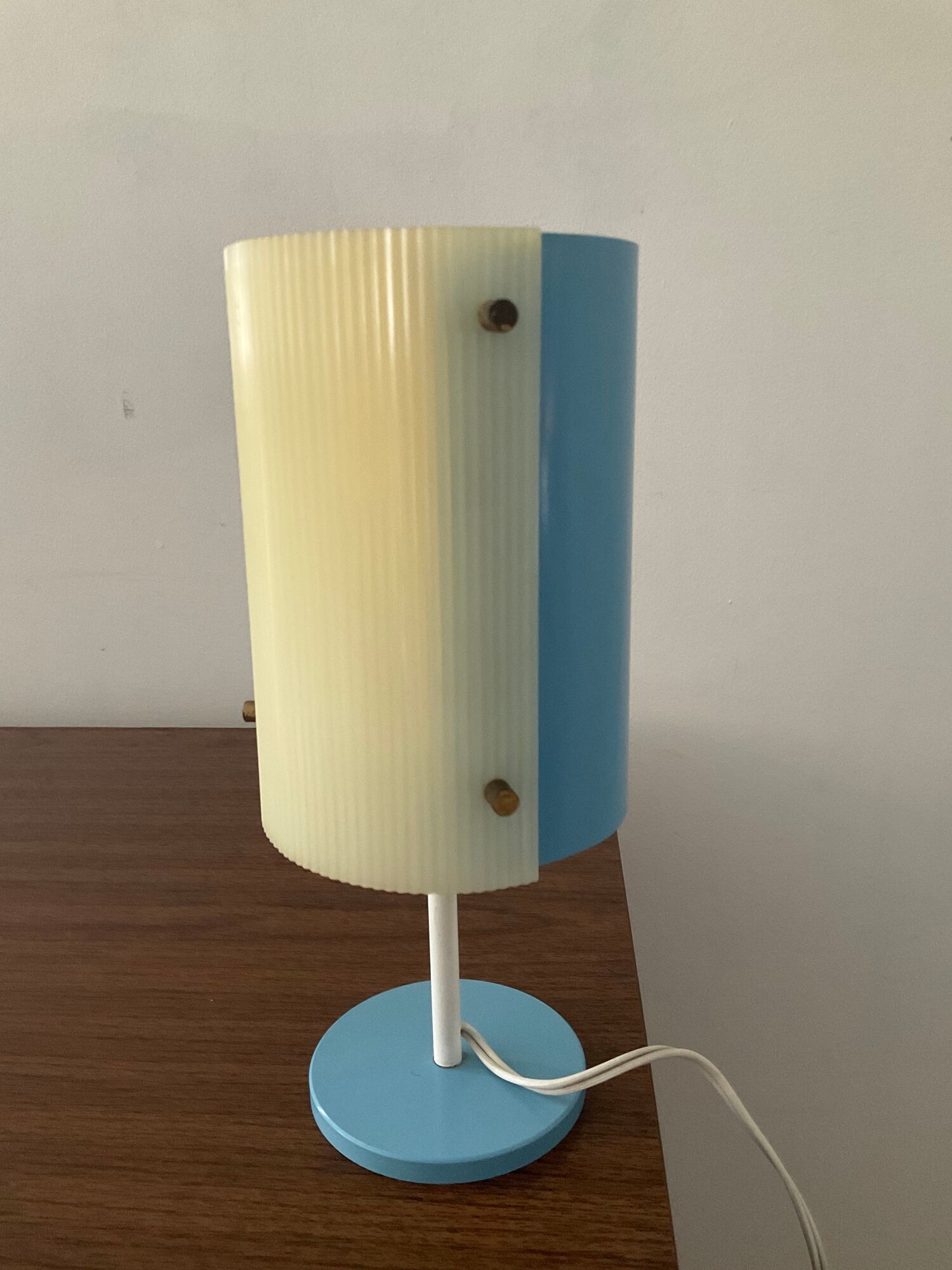 Vintage lamp 50s-60s metal sky blue and plexiglass