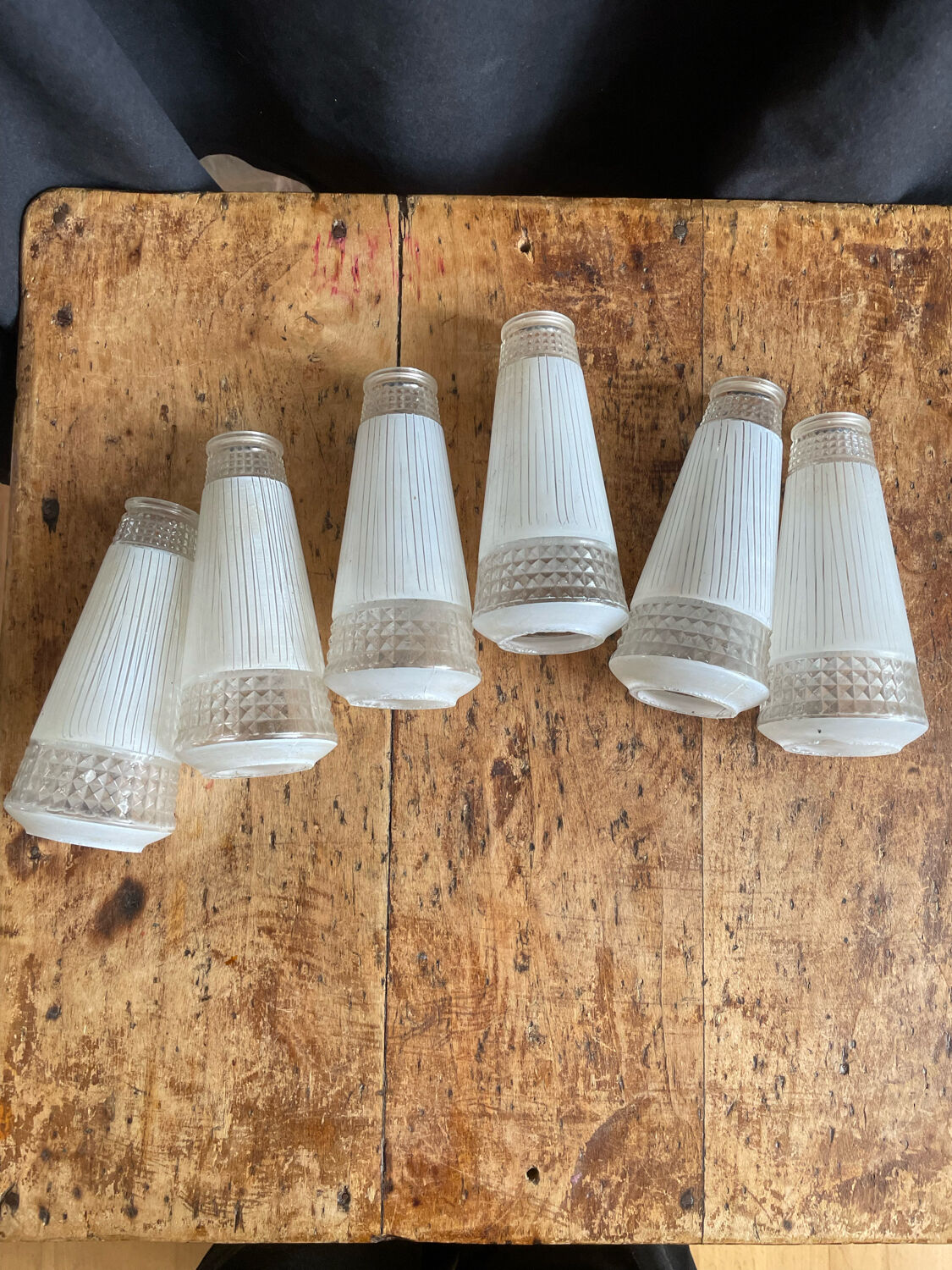 6 wall lamps cones art deco glass