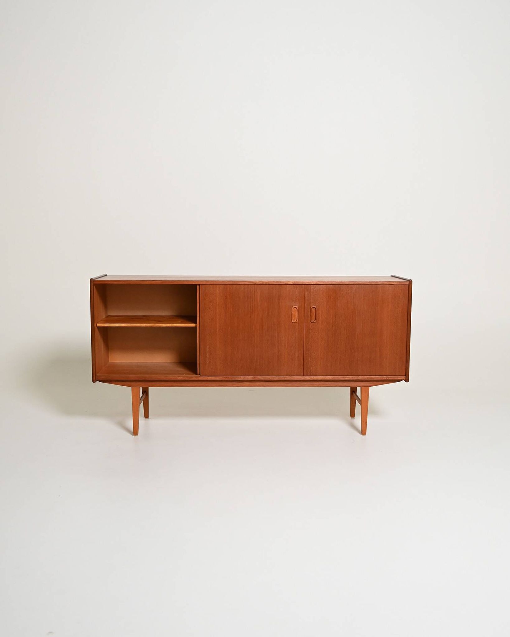 Scandinavian teak sideboard with sliding doors, 1960s