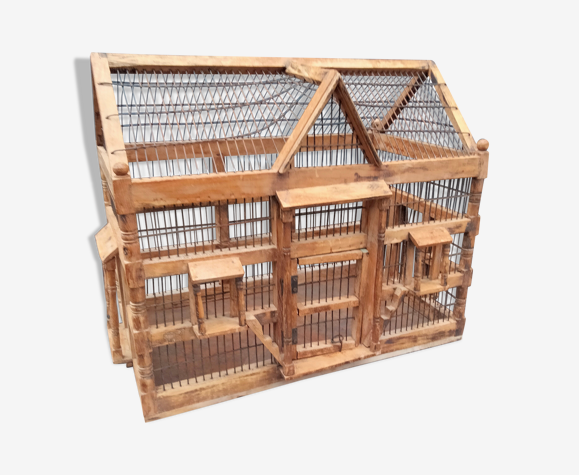 Cage a oiseaux ancienne bois vintage