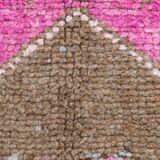 Pink Brown Vintage Runner Rug 94x299Cm