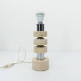 Table lamp in travertine and chrome, Italy, 1970s