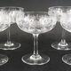 Baccarat Sévigné 5 champagne glasses, engraved crystal, excellent condition, unsigned.