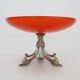 Centerpiece, Art Nouveau orange opaline fruit bowl and spelter foot