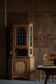 Mid-century Danish corner cabinet in oak with leaded glass, 1940s.