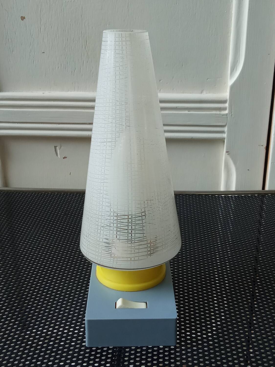Plastic and glass bedside lamp from the 50s/60s