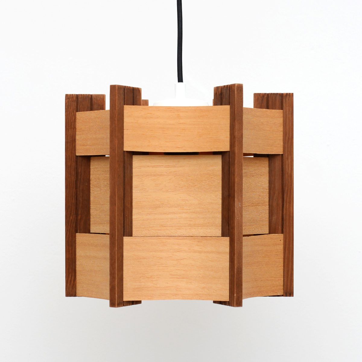 Danish wooden pendant lamp, 60’s