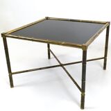 Brass and black opaline glass coffee table, France  1950s