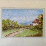 Watercolor countryside landscape
