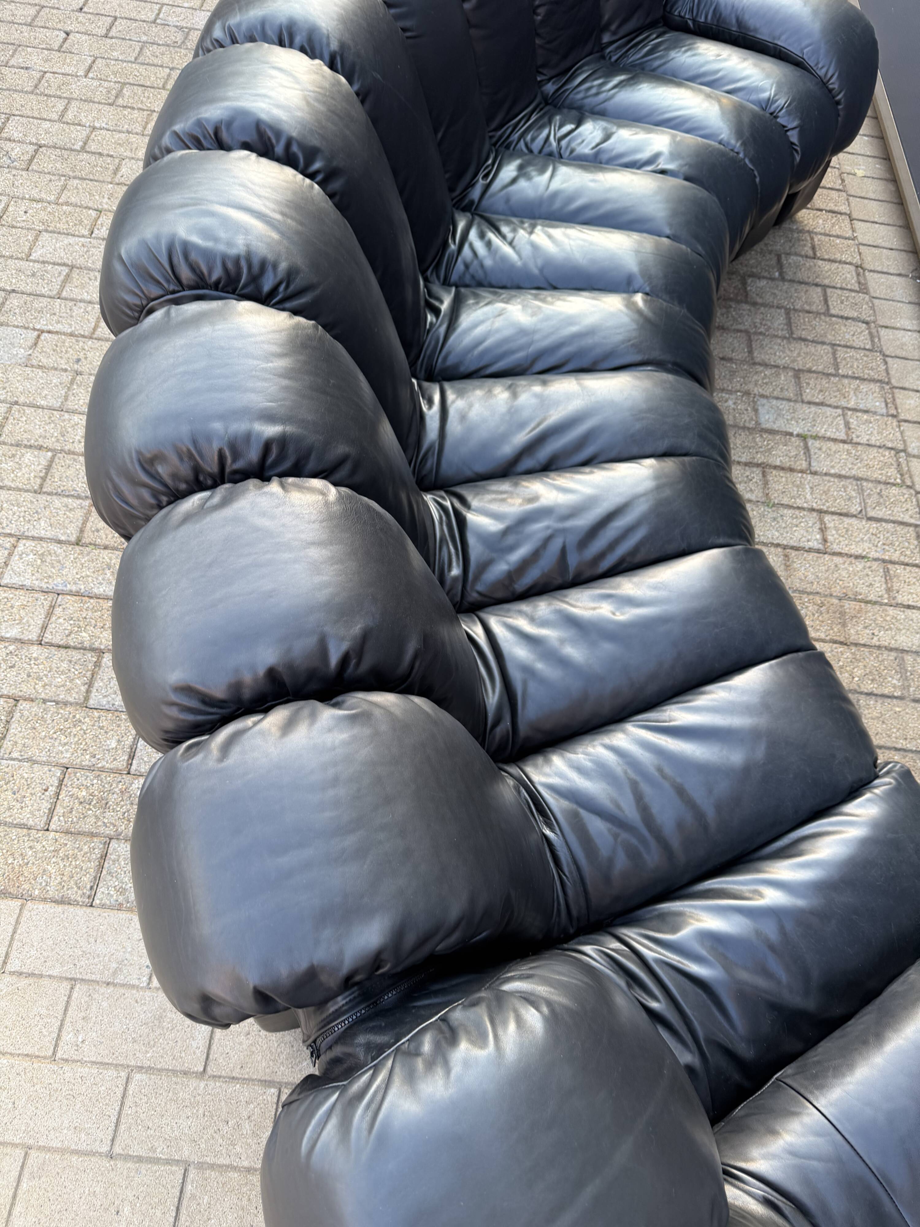 De Sede Ds600 Snake Tatzelwurm 13-delig in Zwart leder in TOPstaat!