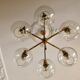 Lustre "Pastoral" en laiton avec six globes Hans-Agne Jakobsson
