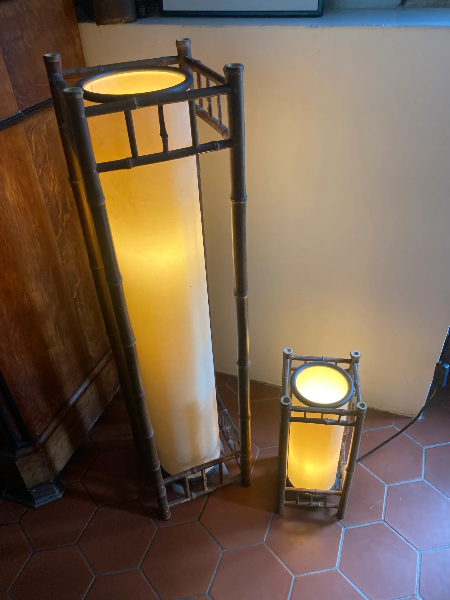 Vintage lamps in bamboo and paper