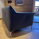 3 seater gray leather sofa