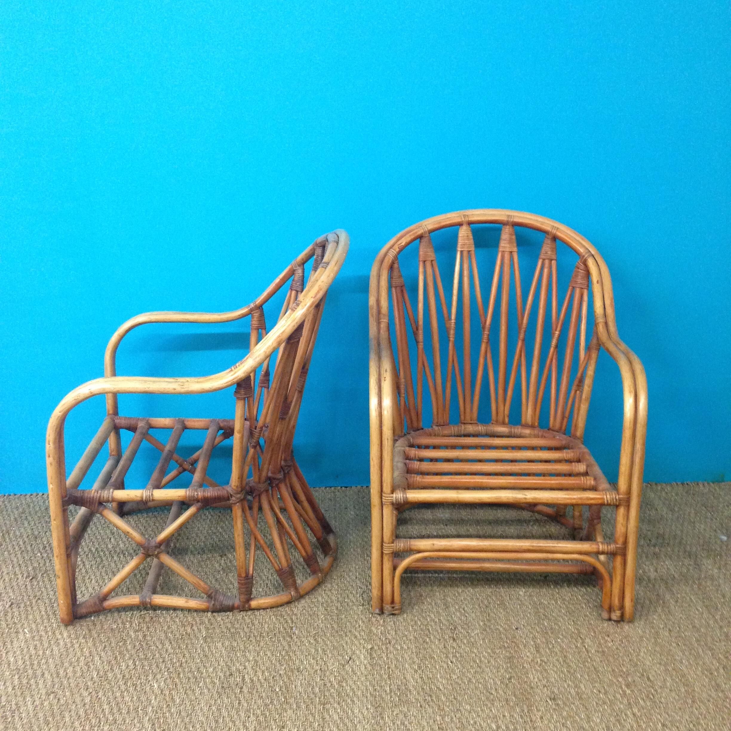 Paire de Fauteuil en rotin circaa 1960
