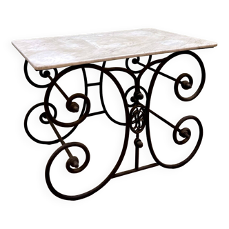 Butcher's Table In Wrought Iron And Marble 19th Century