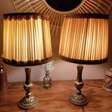 Pair of vintage brass bedside lamps