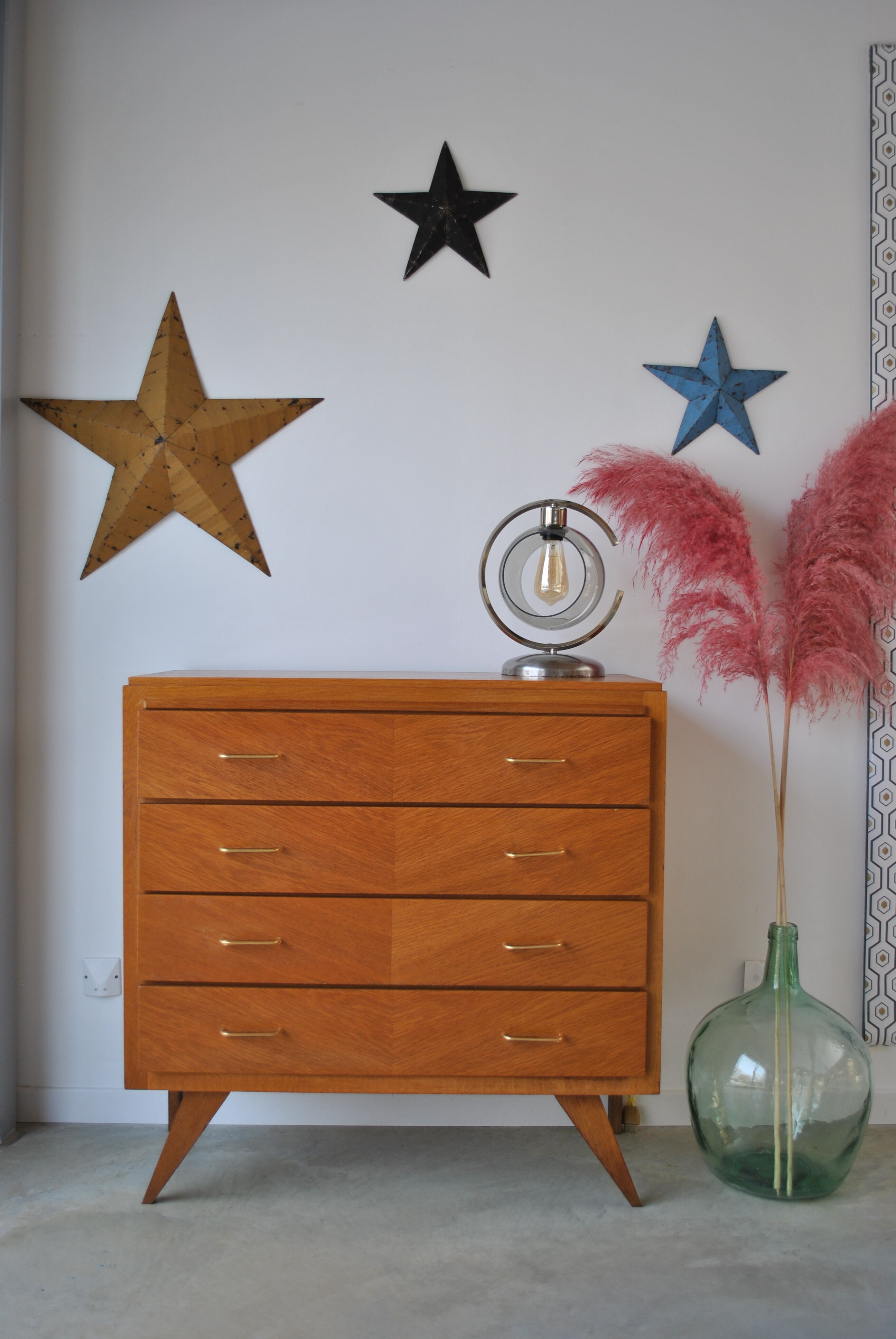 Chest of drawers vintage feet compass 1970