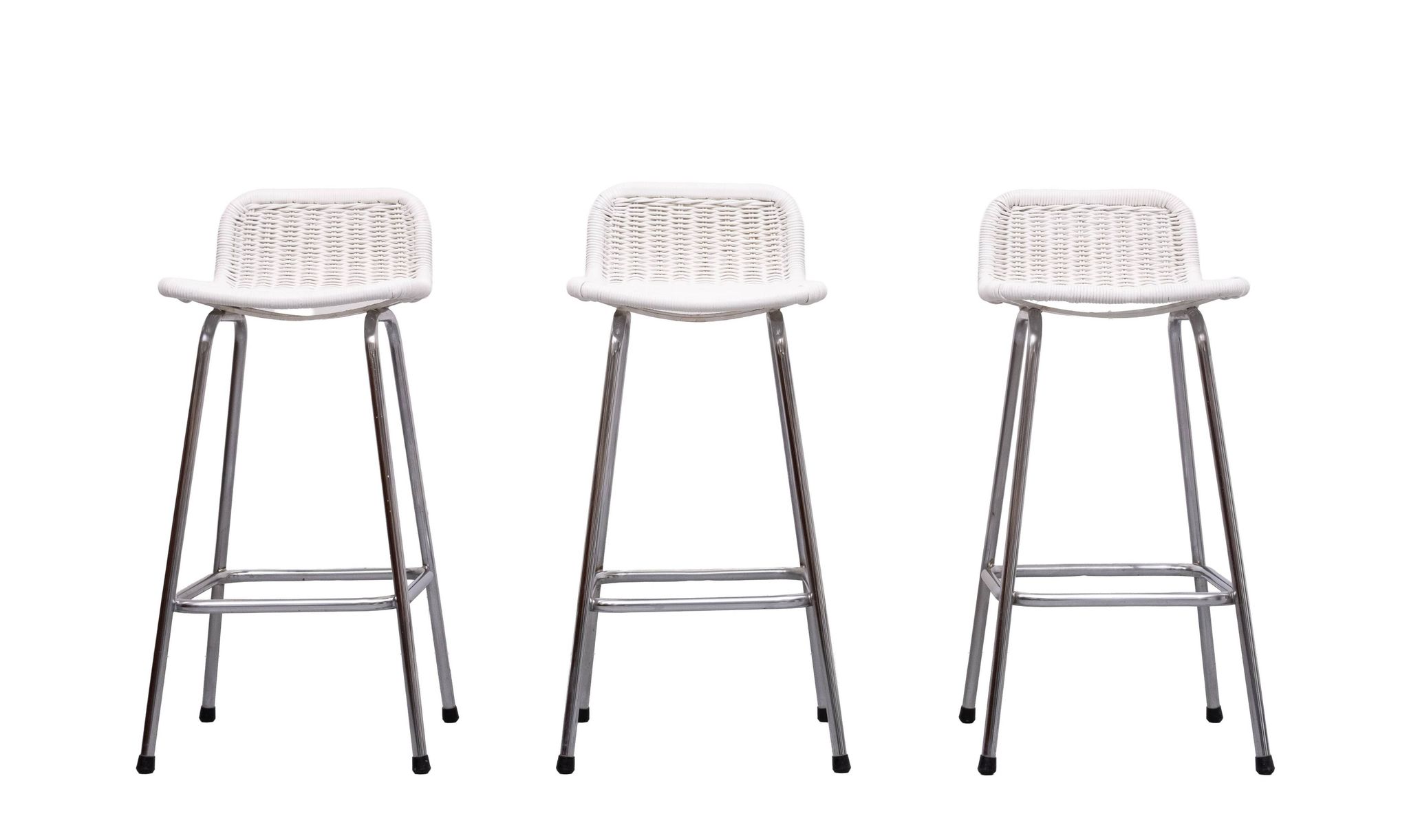 Rohe Noordwolde set of 3 Rattan Bar Stools 1960s Holland