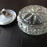 Structured glass round ceiling lamp vintage 60s-70s