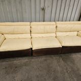 Canapé modulaire en cuir et daim avec unité d'angle, années 1970