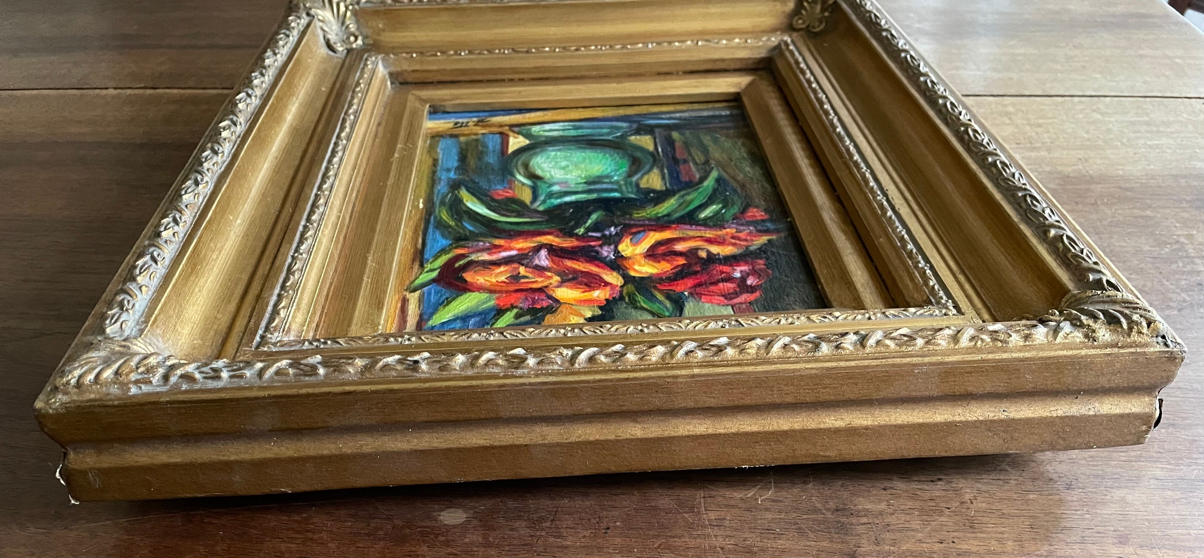Peinture encadrée bouquet de fleurs