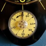Clock formica vintage wall clock silent timer "Jaz transistor black yellow"