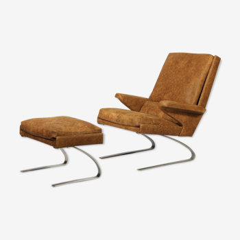 Fauteuil "Swing" et Ottoman par Reinhold Adolf et Hans-Jürgen Schräpfer pour COR, 1970s