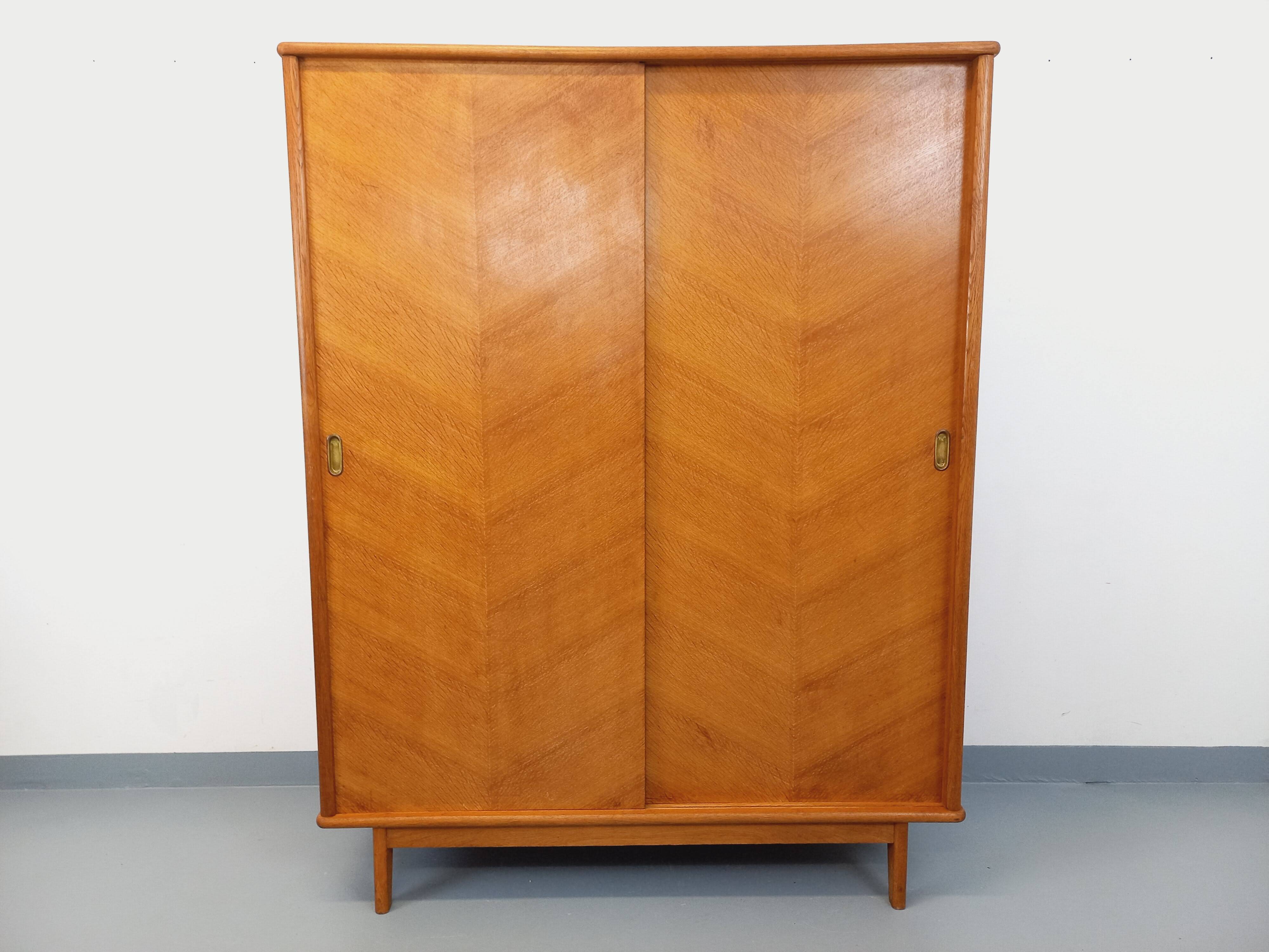 Vintage oak wardrobe from the 1960s.