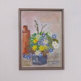 Original Swedish Oil on Canvas – “Vase of Flowers” by Carola Bergling