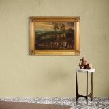 Italian painting landscape with wayfarers from the 18th century