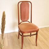 Vintage Thonet Style Bentwood Dining Chair: High Back, Cushioned Seat Pink