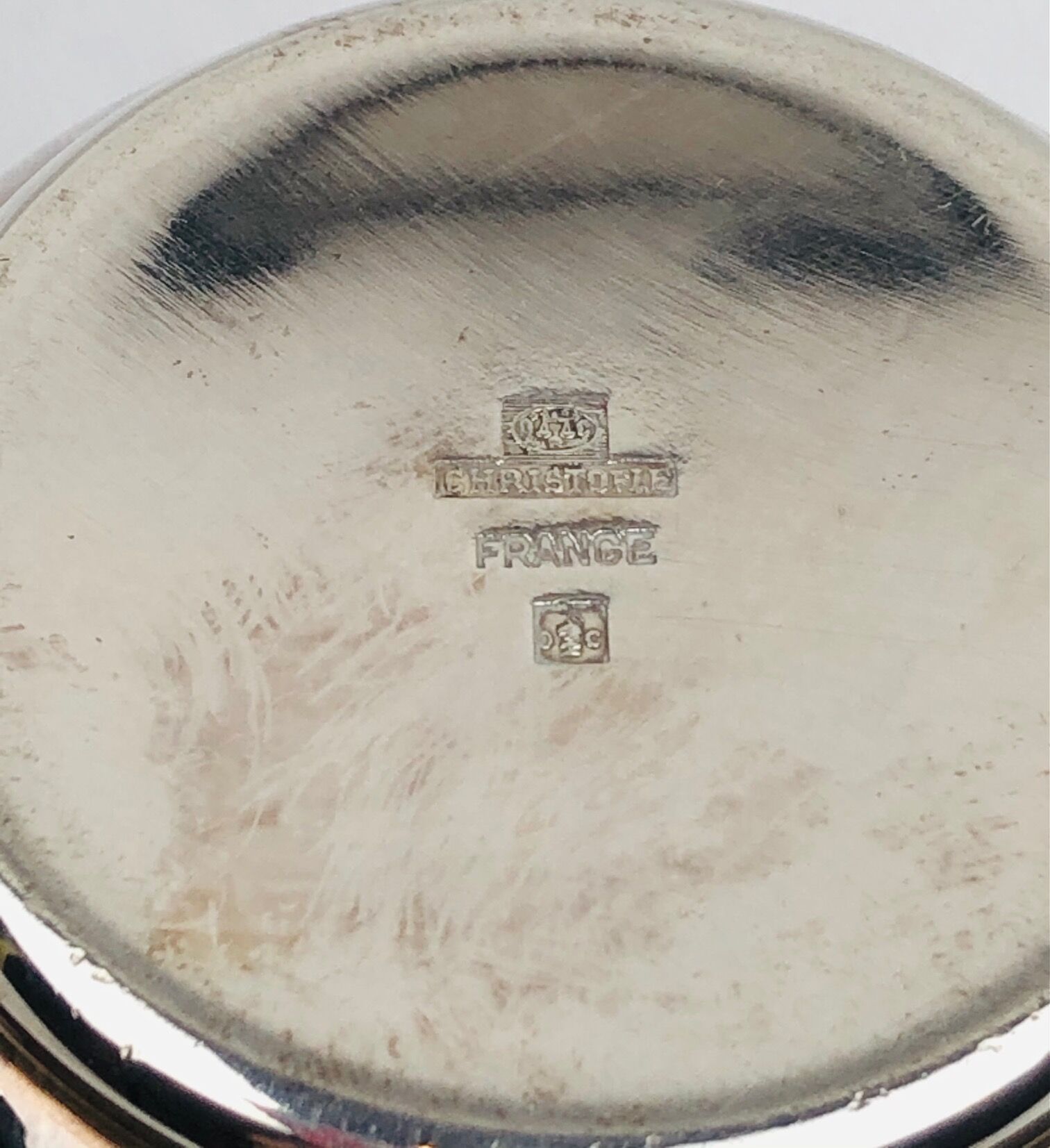 Vintage Timbale Christofle, monogrammed silver metal
