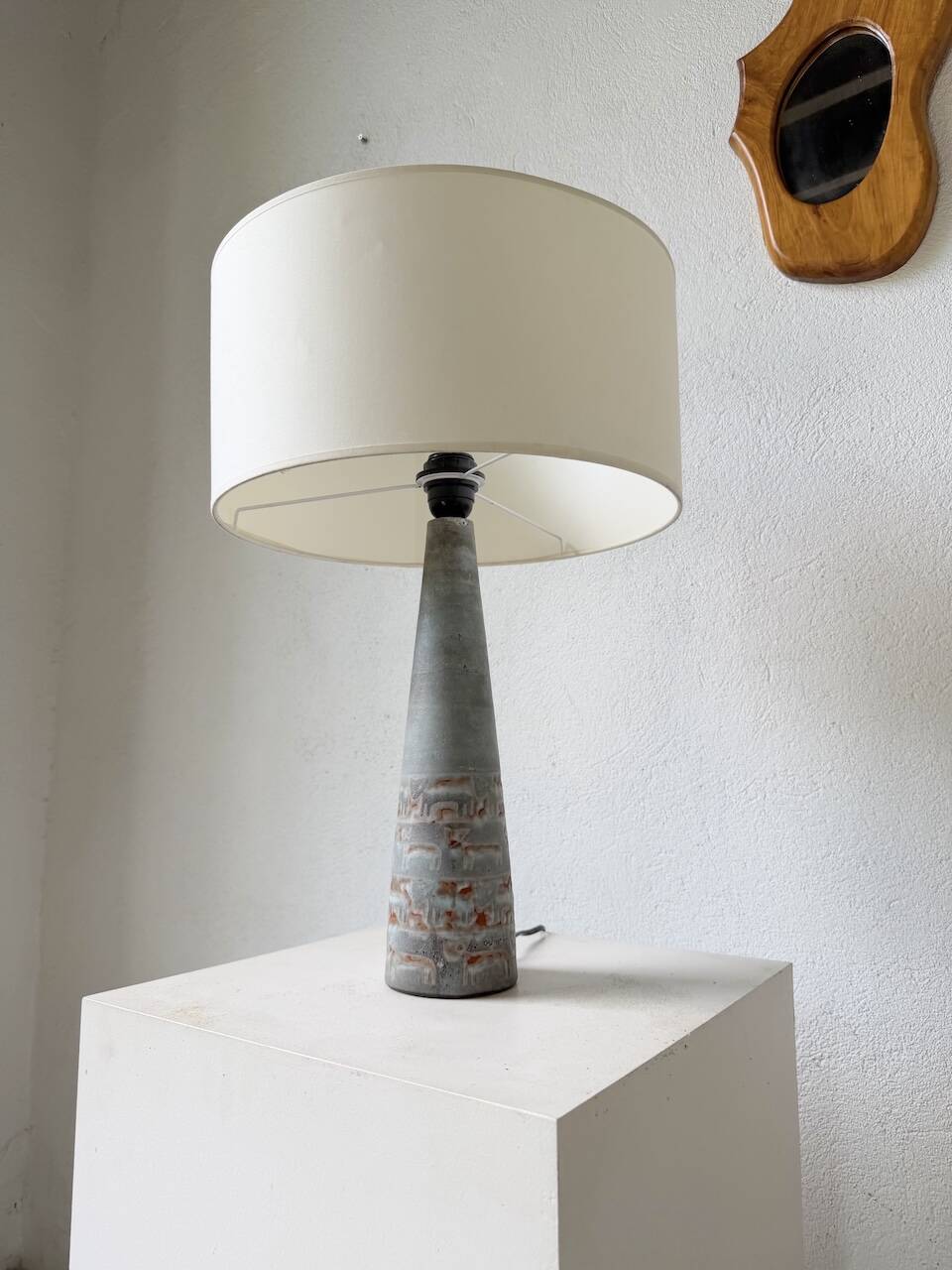 Lampe de table céramique bleue style 1950