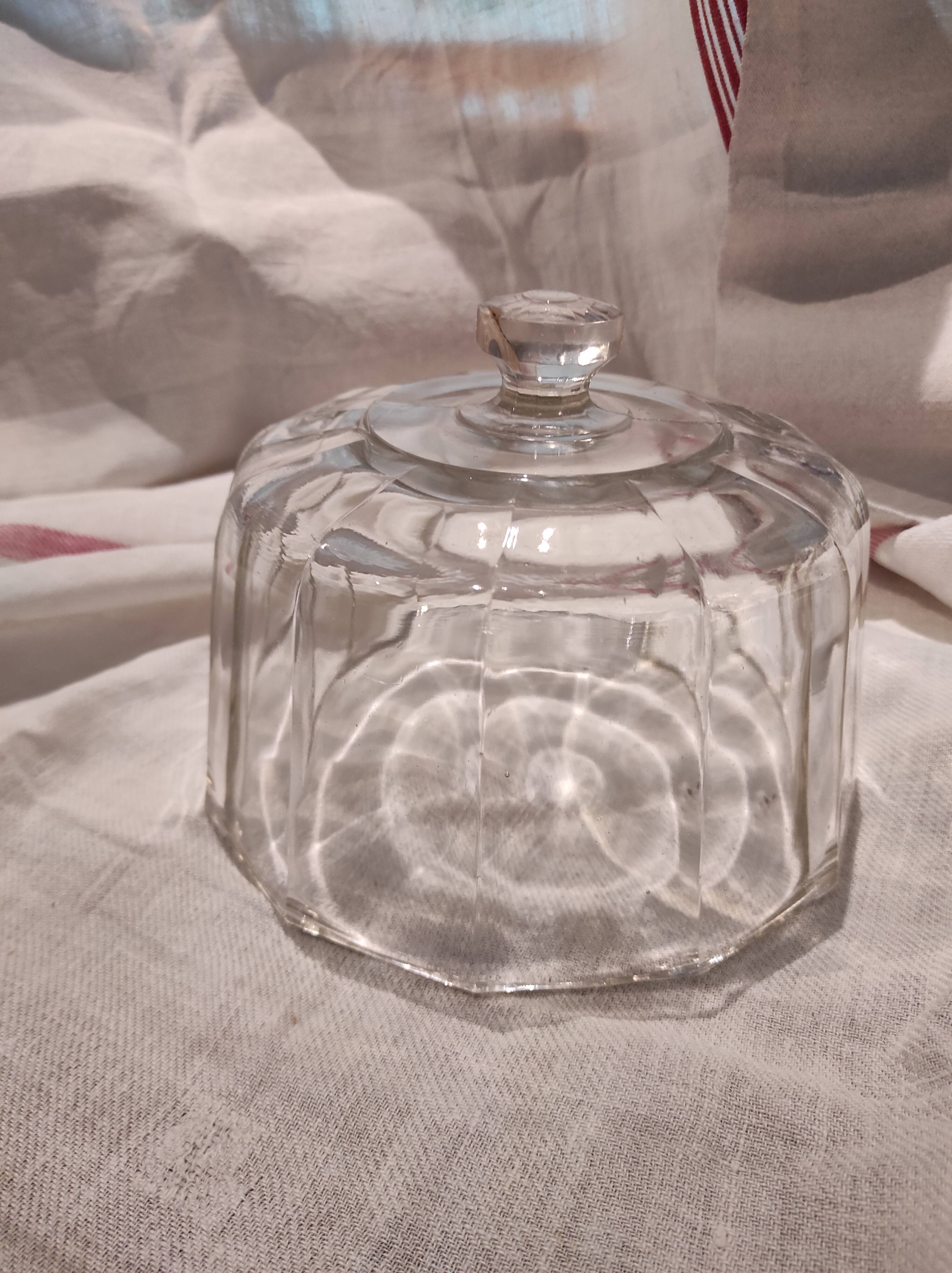 French vintage glass cheese dish