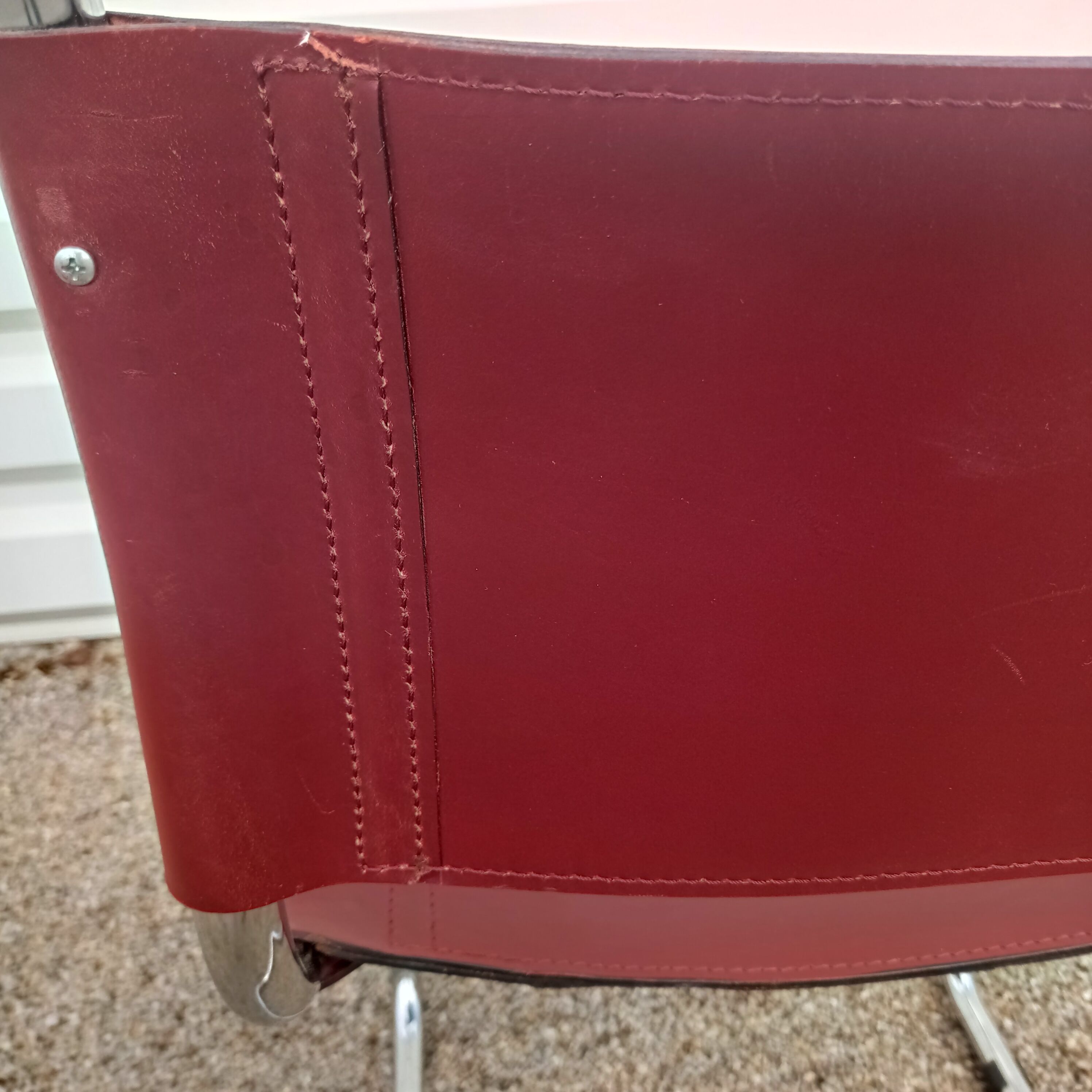 Pair of Bersanelli chairs in black and burgundy leather