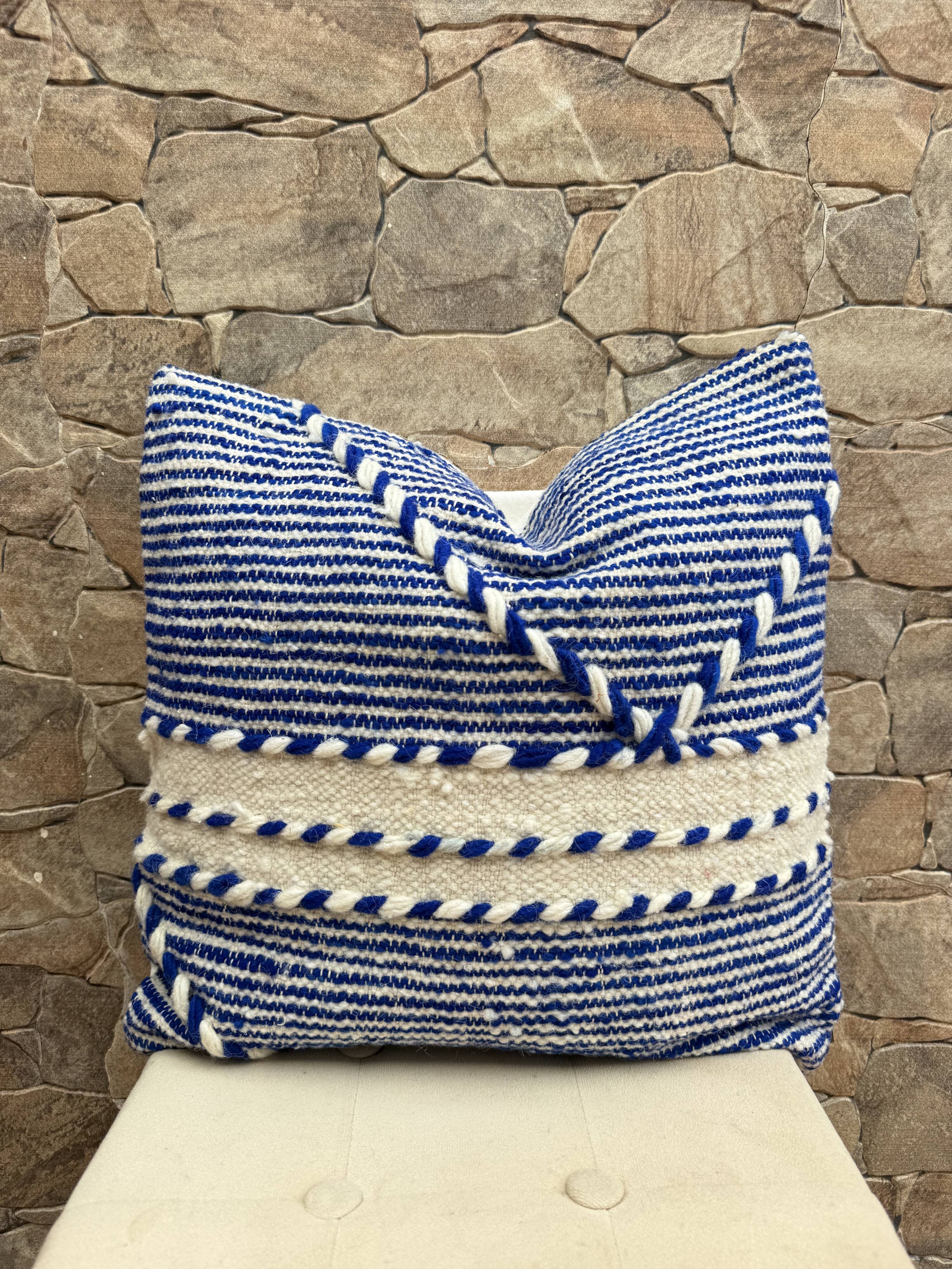 Handmade Berber wool Kilim cushion: Moroccan floor cushion