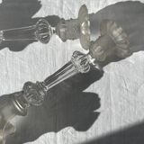 Pair of Griffon candlesticks in Val Saint Lambert crystal, Belgium.