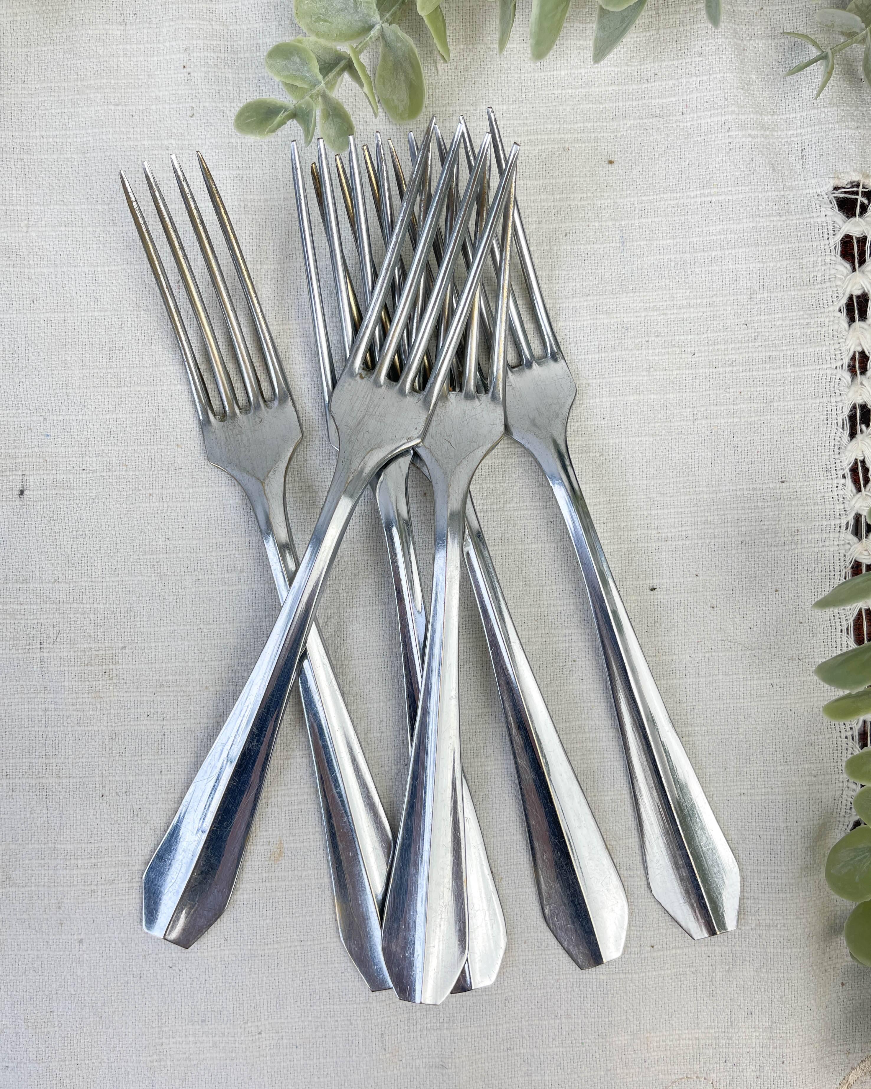 6 vintage stainless steel forks vlm italia