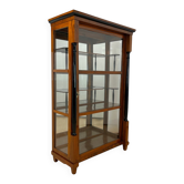 Biedermeier Vitrine in Walnut & Brass with Three Sides Glazed, South Germany, 1830
