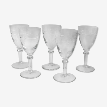 Set de 7 verres à apéritif gravés