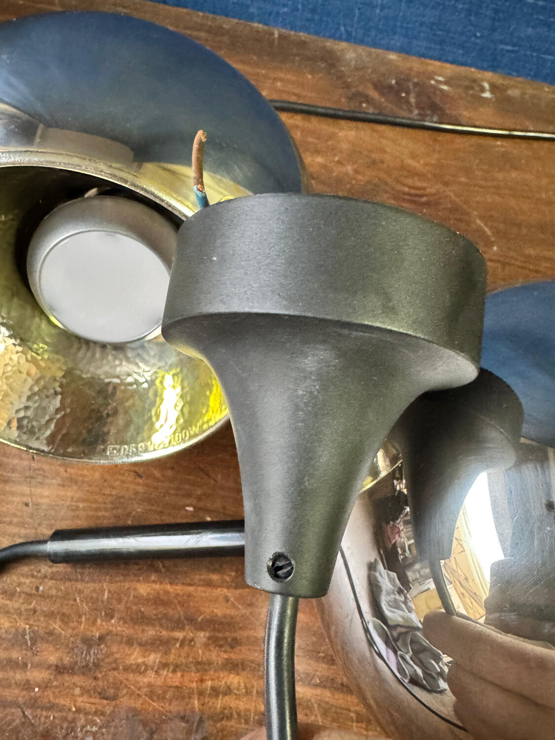 Pair of vintage Space Age pendant wall lights, "Eyeball" model, 1970s