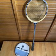 Vintage dunlop badminton racket wood + sports cover #e240