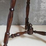 Vintage turned solid wood tripod stool