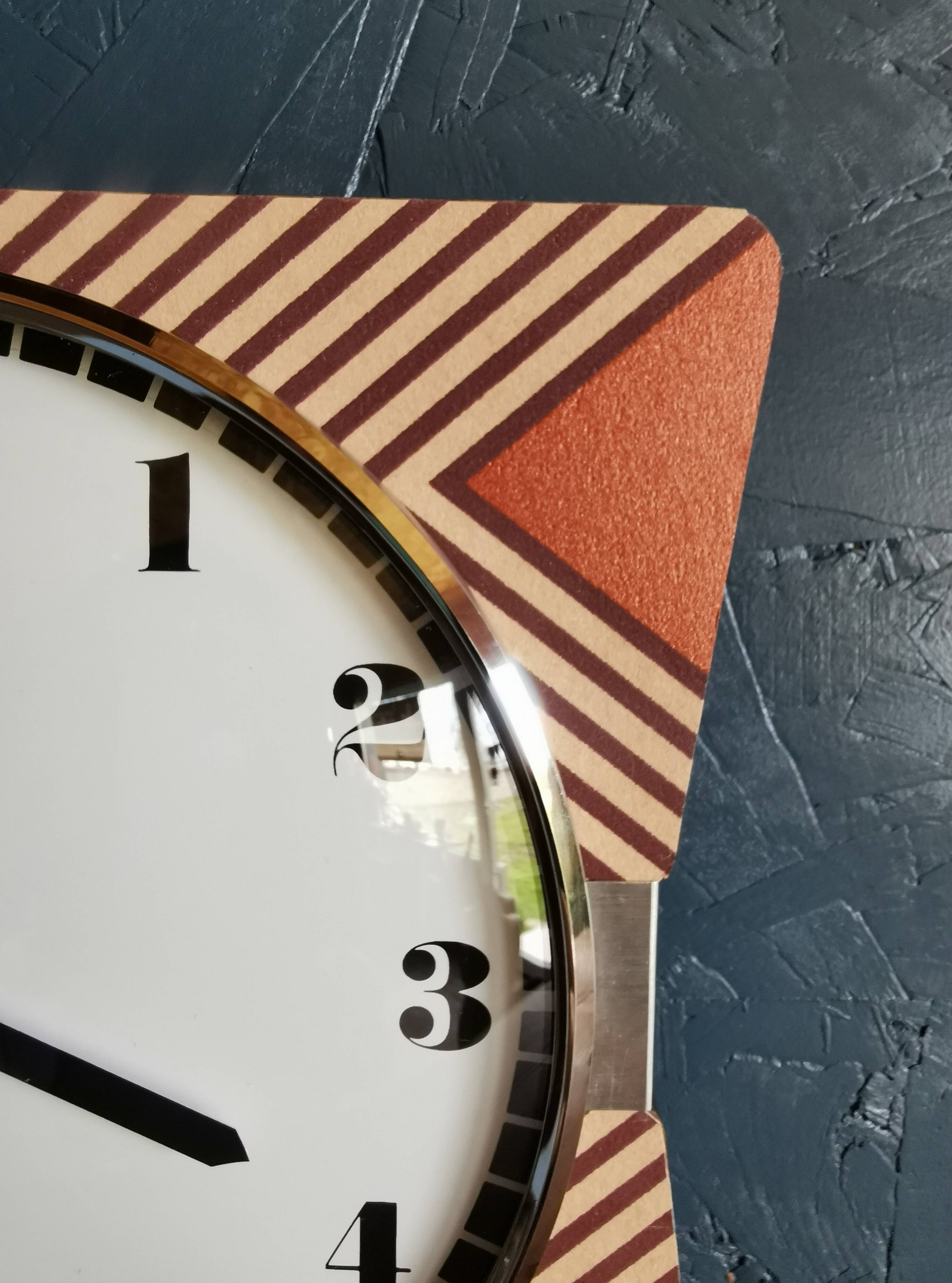 Clock silent rectangular vintage wall pendulum "Jaz copper pink"