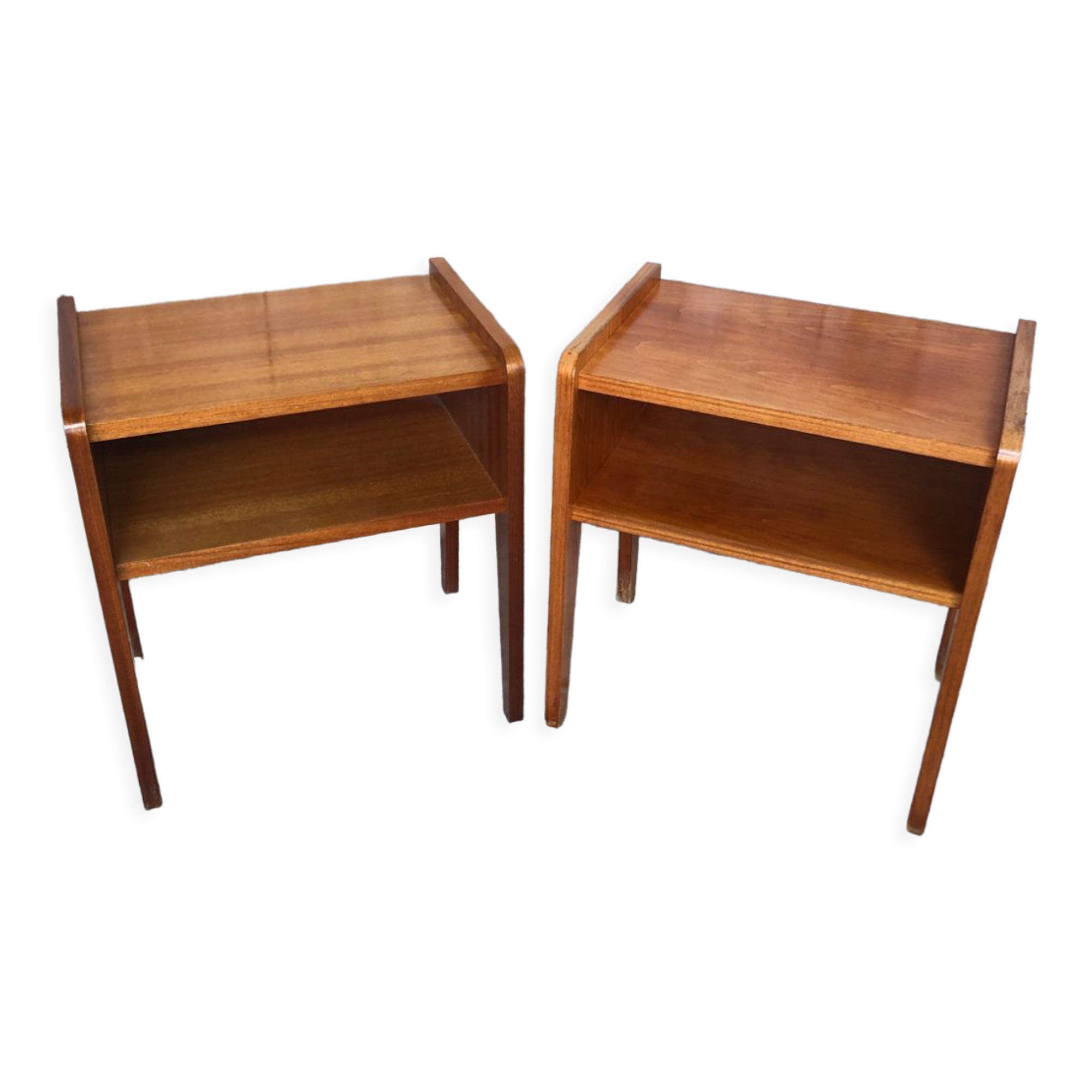 Pair of bedside table scandinavian vintage wood